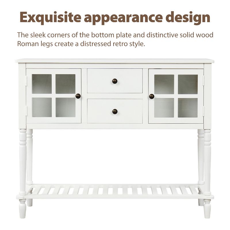 Farmhouse Double Door Console Table with Bottom Shelf and Drawers-ModernLuxe, 5 of 8