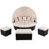 Nestfair Wicker Outdoor Sectional Round Daybed with Retractable Canopy and Washable Cushions Beige - 2 of 4