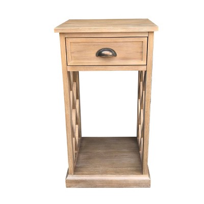 1 Drawer Owen Geometric Side Table Brown - Decor Therapy