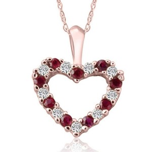 Pompeii3 1/2Ct Ruby & Diamond Heart Pendant in White, Yellow, or Rose Gold - 1 of 4