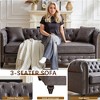 85.5" Tech Fabric Chesterfield 3-Seater Sofa with Rolled Arms, Button Tufted & 2 Cushions - 3 of 4