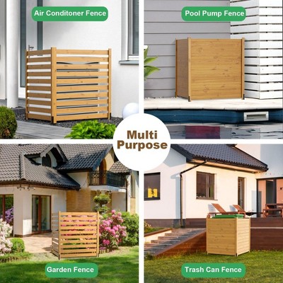 LOVMOR 38"W X 42"H Air Conditioner Fence Panels, 2 Panels Privacy Fence for Outside Privacy Screens Trash Can Enclosure with Metal Stake,Trash Can Screen Fence Pool Equipment Fence, Wood