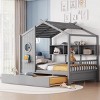 Wooden Kids House Bed With Sturdy Pinewood Frame, Modern Design for Child Play & Sleep with Storage and Trundle-Maison Boucle - 3 of 4