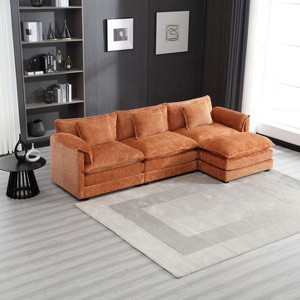 Mocamel  112" Oversized Modular Sofa, L-Shaped Cloud Couch with Ottoman & Memory Foam - 1 of 4