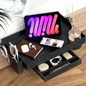 MaseiKar Dorm Essential Foldable Bedside Storage Drawer - Clip-On, Space-Saving Black Plastic Organizer for Dorms & Home, Multiple Compartments - 1 of 1