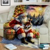 Lomsoe Christmas Santa Claus with Dog Print Flannel Blanket - All Seasons Soft Cozy Warm Throw Blanket for Bed, Napping, Camping, Travel, Office - 3 of 4
