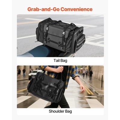 HBEZON Expandable 40-60L Motorcycle Tail Bag with Waterproof Rain Cover, Foldable Design, Shoulder Straps, Pocket and Elastic Cord — фото 5