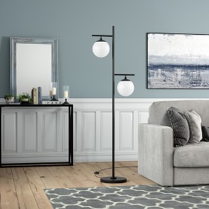 Hudson and Canal 2-Light Floor Lamp with Glass Shades - 1 of 4