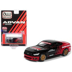 2017 Ford Mustang "ADVAN Yokohama" Red and Black Limited Edition to 3,600 pieces Worldwide 1/64 Diecast Car by Auto World - 1 of 3