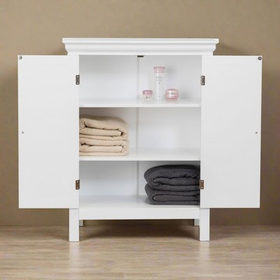 White Two-Door Cabinet with Adjustable Shelving