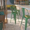 Emma and Oliver Commercial Grade 30"H Green Metal Indoor-Outdoor Barstool with Back - 2 of 4