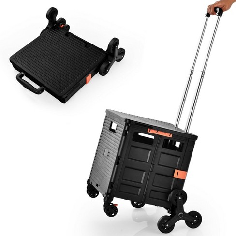Details about   Costway Foldable Utility Cart Telescoping Handle Trolley Travel Shopping Black 