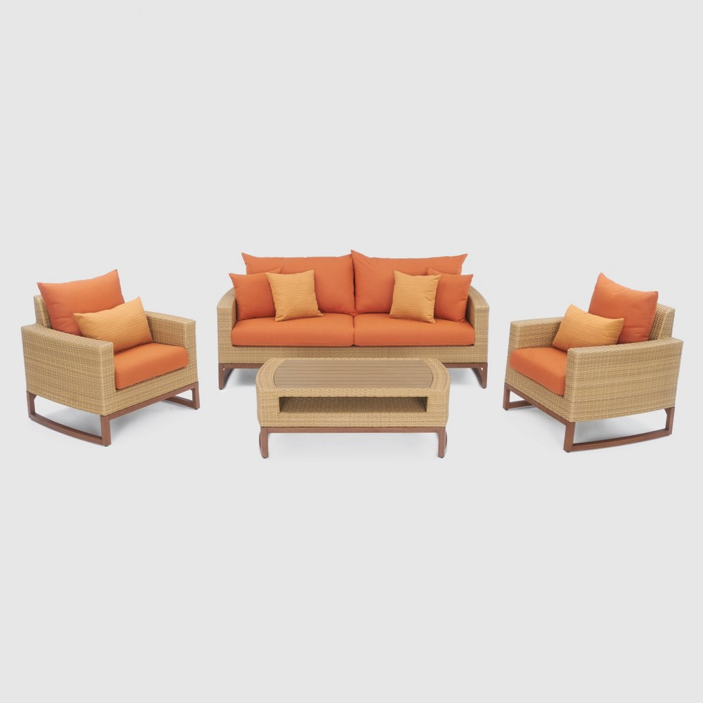 Mili 4pc All-Weather Wicker Patio Seating Set - Tikka Orange - RST Brands