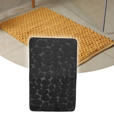 Unique Bargains Cobblestone Pattern Bathroom Rugs Polyester Bath Mat Machine Washable 31.5"x19