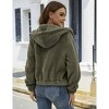 Clearlove Womens Fleece Jackets Button Faux Fur Jackets Coats Lapel Long Sleeve Shaggy Jacket with Pockets, Army Green - L - 2 of 4