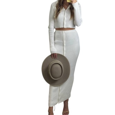 Women's Collared Front Button Ribbed Sweater - Klesis
