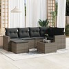 vidaXL 7 Piece Patio Sofa Set with Cushions Gray Poly Rattan - With Table - 2 of 4