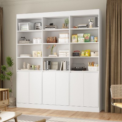 FUFU&GAGA White Large Storage Cabinet: Rich Storage Space in a Minimalist Design