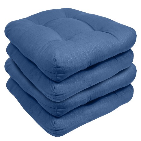 Sweet Home Collection Patio Cushions Outdoor Chair Pads Thick Fiber Fill  Tufted 19 X 19 Seat Cover, Blue, 4 Pack : Target