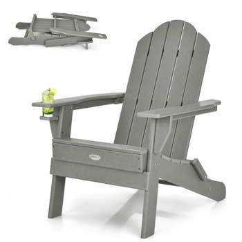 Tangkula Folding Adirondack Chair Outdoor Adirondack Chair Weather Resistant Lounger  for Backyard Porch Poolside Turquoise/Grey/White/Black
