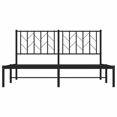 vidaXL Metal Bed Frame without Mattress with Headboard Black Queen