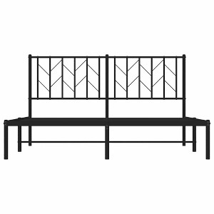 vidaXL Metal Bed Frame without Mattress with Headboard Black Queen - 1 of 4