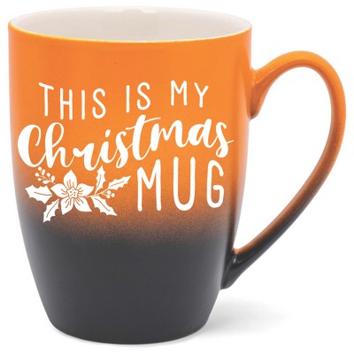 Elanze Designs This Is My Christmas Mug Two Toned Ombre Matte Orange and Black 12 ounce Ceramic Stoneware Coffee Cup Mug