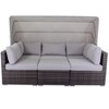 Courtyard Casual Taupe Aurora Outdoor Sectional to Daybed Combo with Canopy - 3 of 4