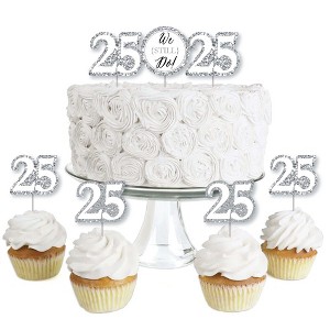 Big Dot of Happiness We Still Do - 25th Wedding Anniversary - Dessert Cupcake Toppers - Anniversary Party Clear Treat Picks - Set of 24 - 1 of 4