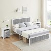 Bed Frame with Wave Wood Headboard, Queen Platform Bed Frame with Safe Rounded Corners & Under Bed Storage, Strong Metal Slats Support - 2 of 4