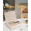 2-Layer Jewelry Box with Removable Tray, Large Cream White Organizer for Necklaces, Earrings, Rings, Gift for Women - 2 of 4