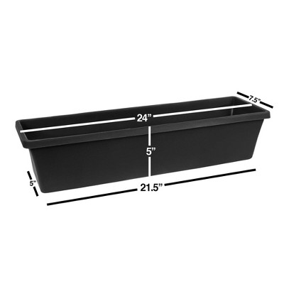 Black 24-Inch Resin Outdoor Window Box Planter