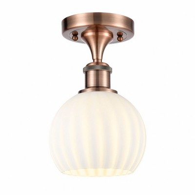 White Venetian - 1 Light Semi-Flush Mount In Modern Style-9.25 Inches Tall and 6 Inches Wide