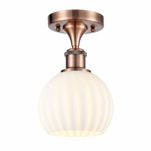 White Venetian - 1 Light Semi-Flush Mount In Modern Style-9.25 Inches Tall and 6 Inches Wide - 1 of 1