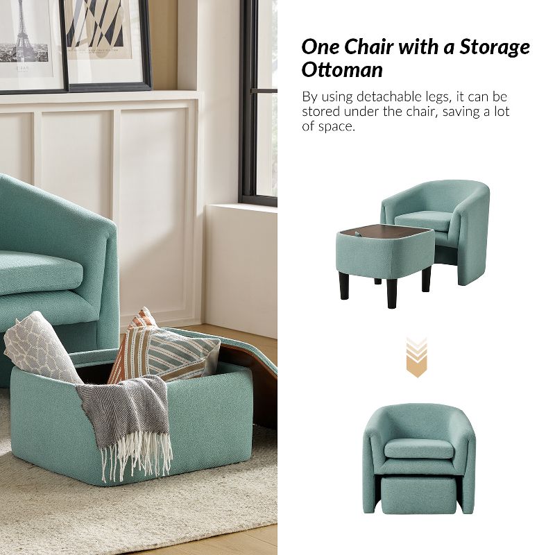Giles Morden Upholstered Armchair with Removable Legs Storage Ottaman|Artful Living Design, 4 of 11
