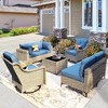 XIZZI 8PCS Furniture Set, Modular Sectional Sofa with Swivel Rocking Chairs and Side Table, Outside Coversation Set with Solar Coffee Table - 3 of 4