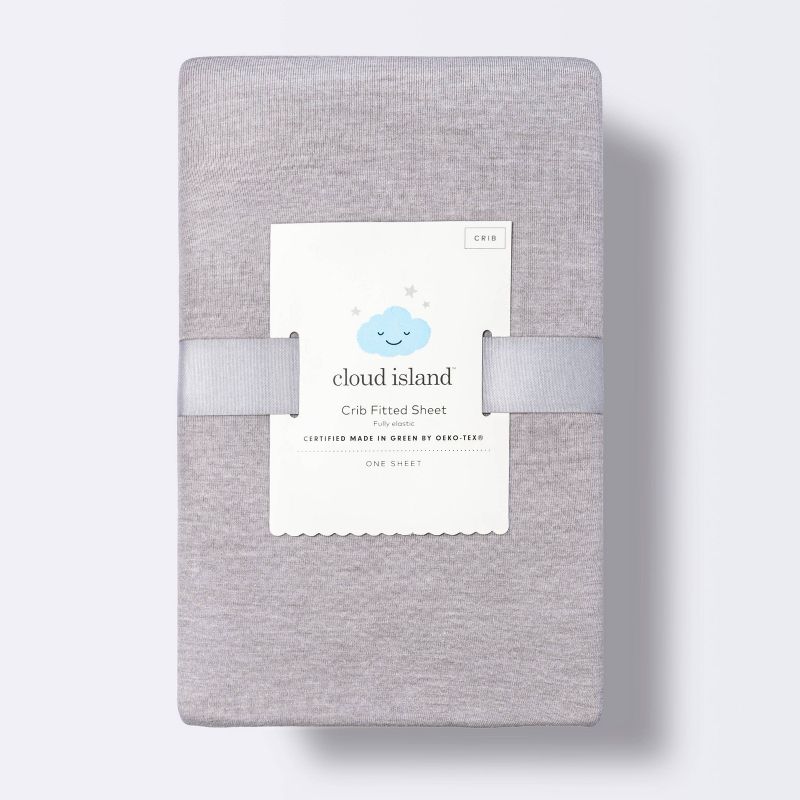 Polyester Rayon Fitted Crib Sheet - Solid Gray - Cloud Island&#8482;, 5 of 6
