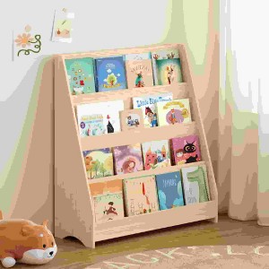 SeaCamel Kids 4-Tier Book Display Shelves - White Toddler Bookshelf for Playrooms, Bedrooms & Classrooms - 1 of 4