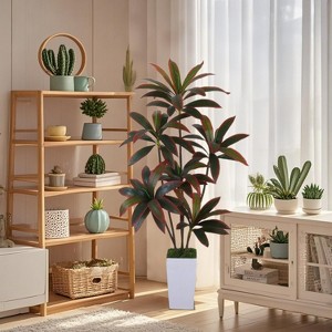 Indoor Artificial Dracaena Tree, Large Artificial Plant with Planter, Adjustable Leaves for Home Office Living Room Decor, 120cm/150cm - 1 of 4