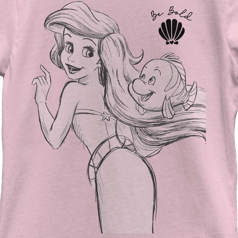Girl's The Little Mermaid Ariel and Flounder Be Bold T-Shirt, 2 of 5