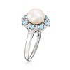 Ross-Simons 8-8.5mm Cultured Pearl Ring With .70 ct. t.w. Sky Blue Topaz and .15 ct. t.w. Diamonds in Sterling Silver - 3 of 4