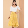 INSPIRE CHIC Women's Chiffon Elastic Waist Ruffle Tiered Flowy Midi Floral Printed Skirts - 3 of 4