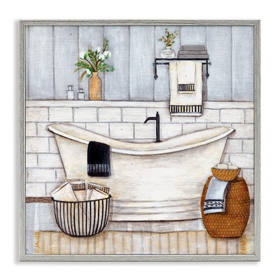 Stupell Industries Bathroom Farmhouse Style Tub, 24" x 24"