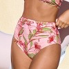 Women's Tropical Pink Floral High-Waisted Bikini Bottoms - Cupshe - 4 of 4