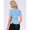 INSPIRE CHIC Women's Square Neck Solid Color Puff Short Sleeve Lace Up Gothic Blouse - 3 of 4