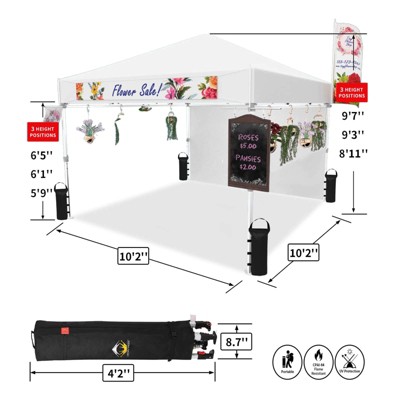 White 10x10 Water-Resistant Polyester Commercial Canopy with Sidewall
