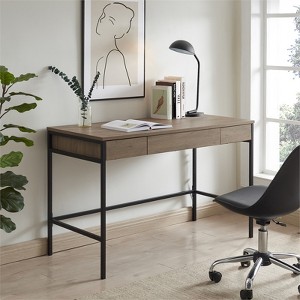 47 Inch Antiqued Gray Oak/Metal Home Office - Henn&Hart - 1 of 4