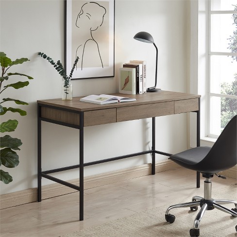 47 Inch Antiqued Gray Oak/Metal Home Office - Henn&Hart - image 1 of 4