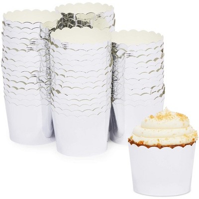 Sparkle and Bash 60 Pack Silver Cupcake Liners, Muffin Wrappers, Metallic Foil Baking Cups (2 x 1.8 In)