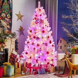 6Ft Pre-Lit Pink Artificial Christmas Tree, Prelighted Full Holiday Xmas Tree with 751 Branch Tips 250 - 1 of 4